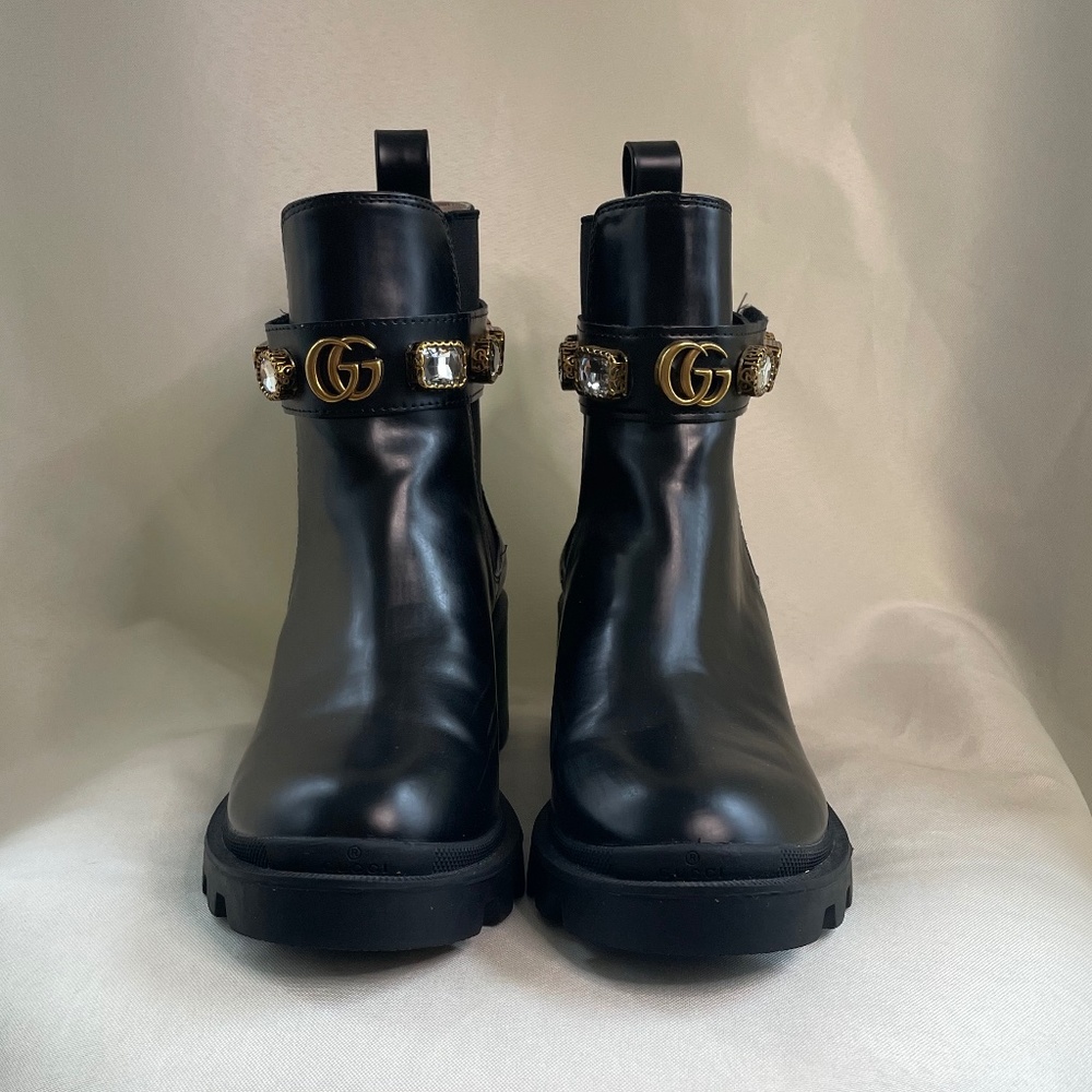 (Knock Off) Black Gucci Ankle Boot With Snake Bottom